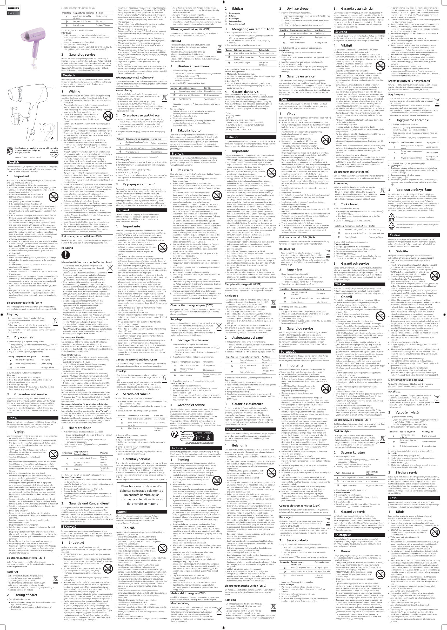 Фен Philips BHC010/10