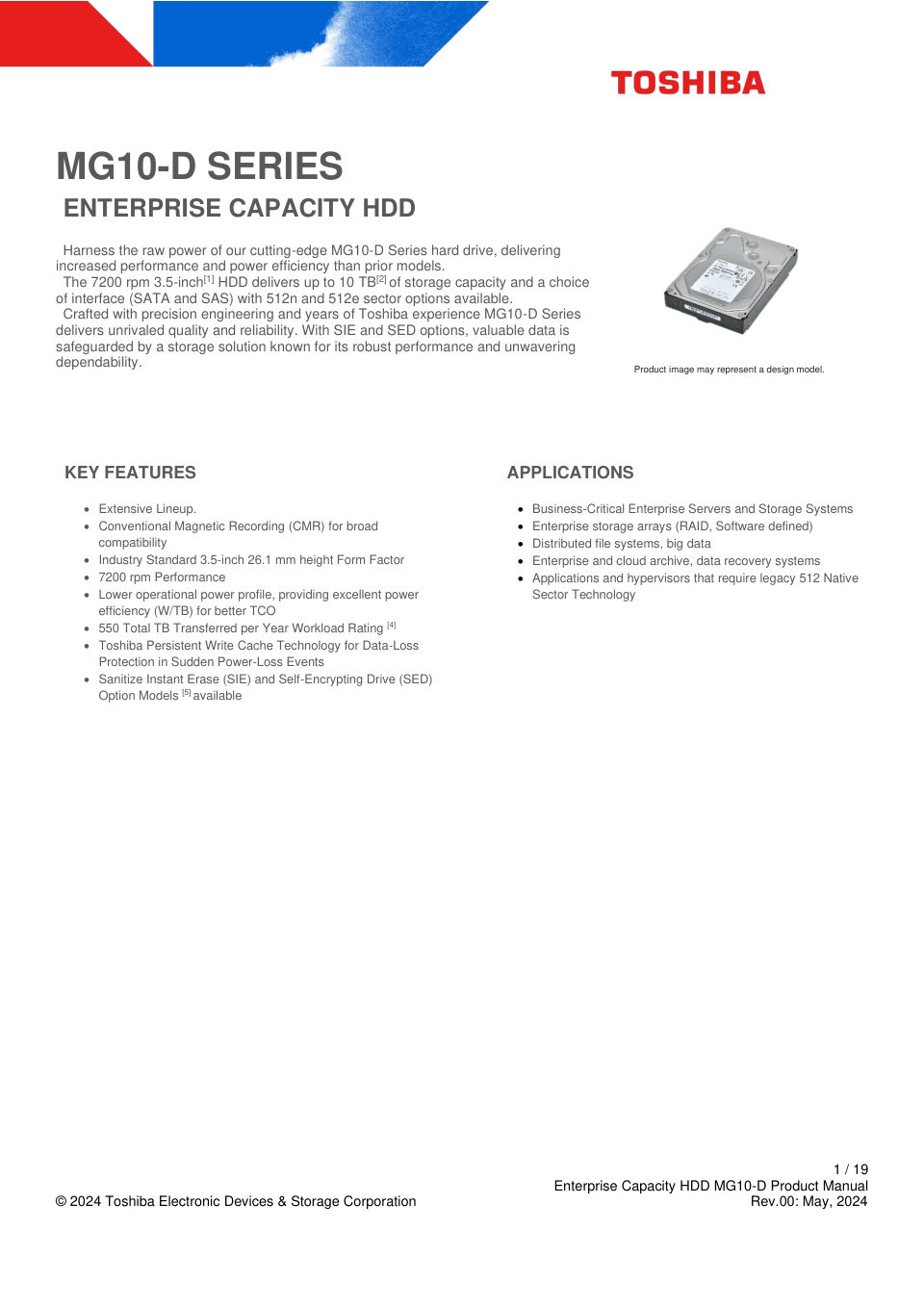 10 ТБ Жесткий диск Toshiba MG10-D [MG10ADA10TE]