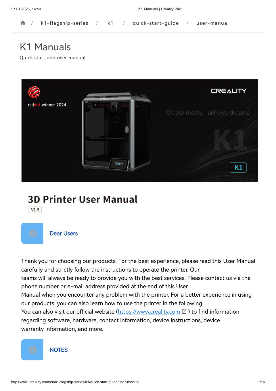 3D принтер CREALITY K1