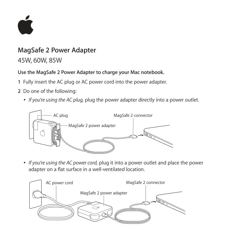 Адаптер питания сетевой Apple Magsafe 2 Power Adapter