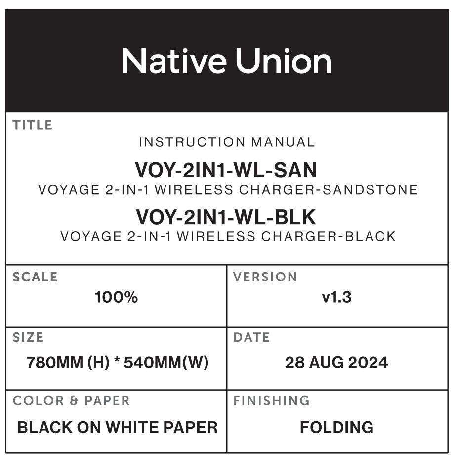 Беспроводное зарядное устройство Native Union Voyage 2-in-1