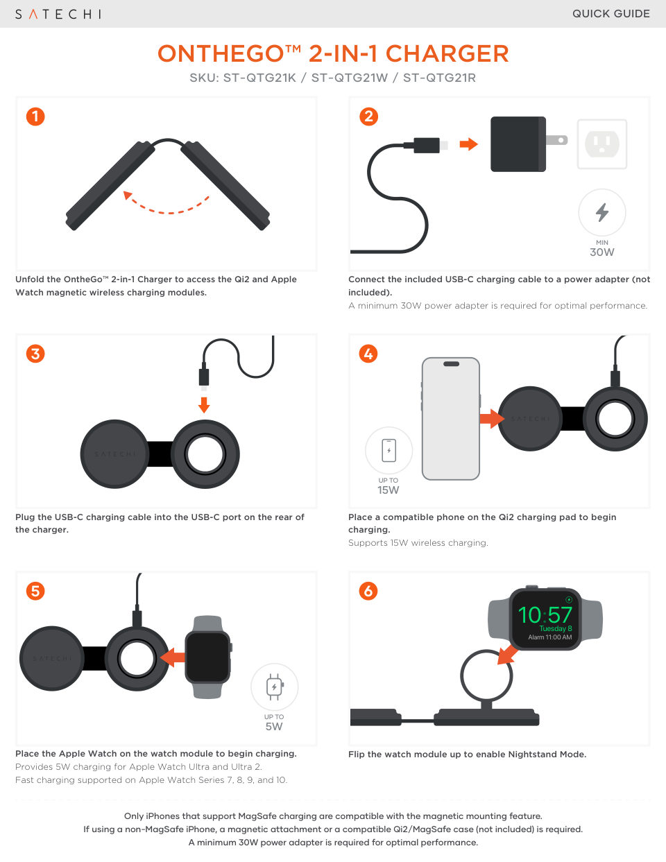 Беспроводное зарядное устройство Satechi OntheGo 2-in-1 Charger
