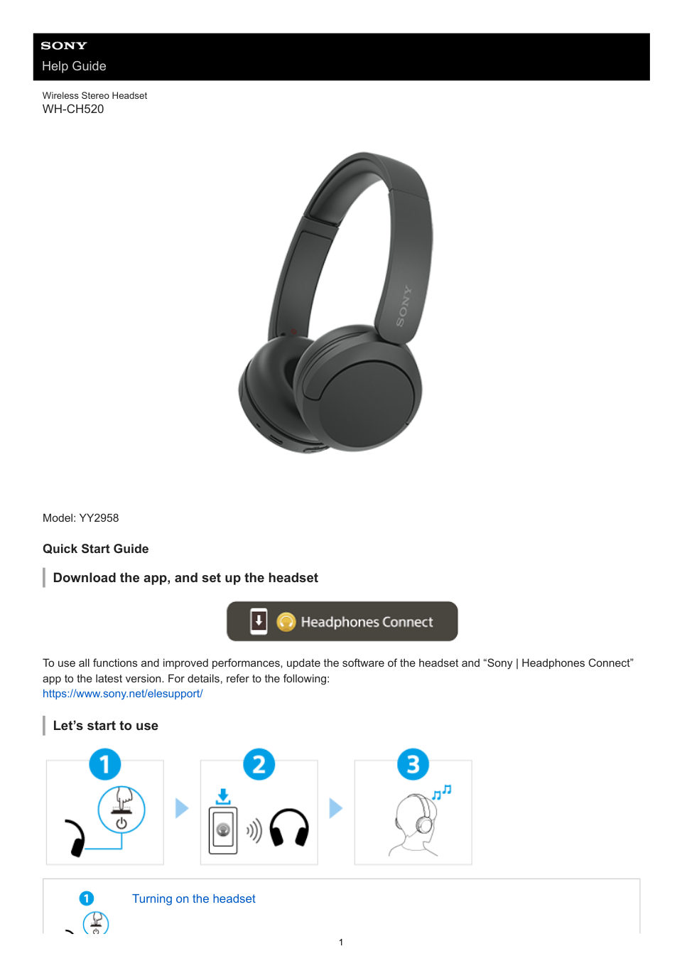 Беспроводные наушники Sony WH-CH520 синий 2023
