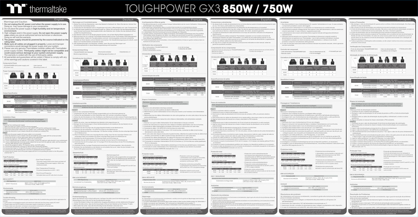 Блок питания Thermaltake Toughpower GX3 850W [PS-TPD-0850NNFAGE-C]