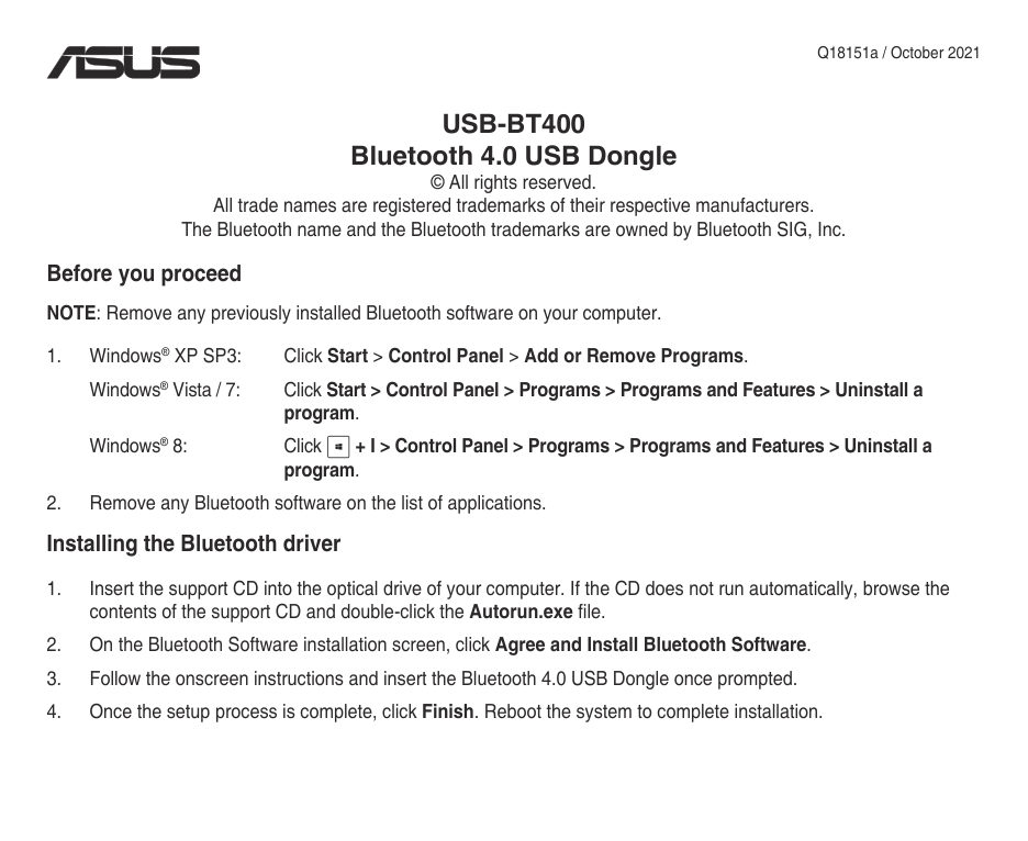 Bluetooth адаптер ASUS USB-BT400