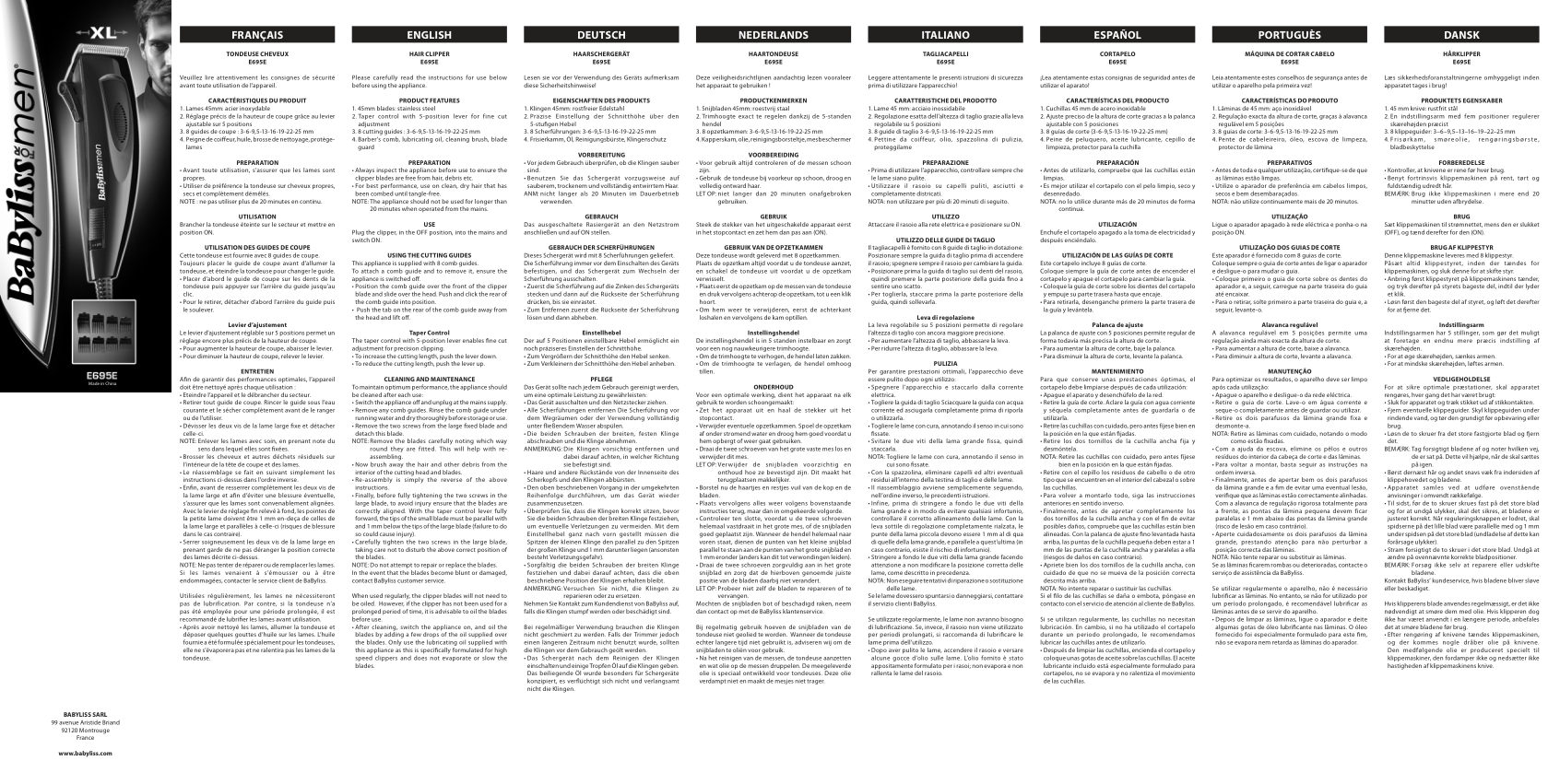 Машинка для стрижки BaByliss E695E синий/черный