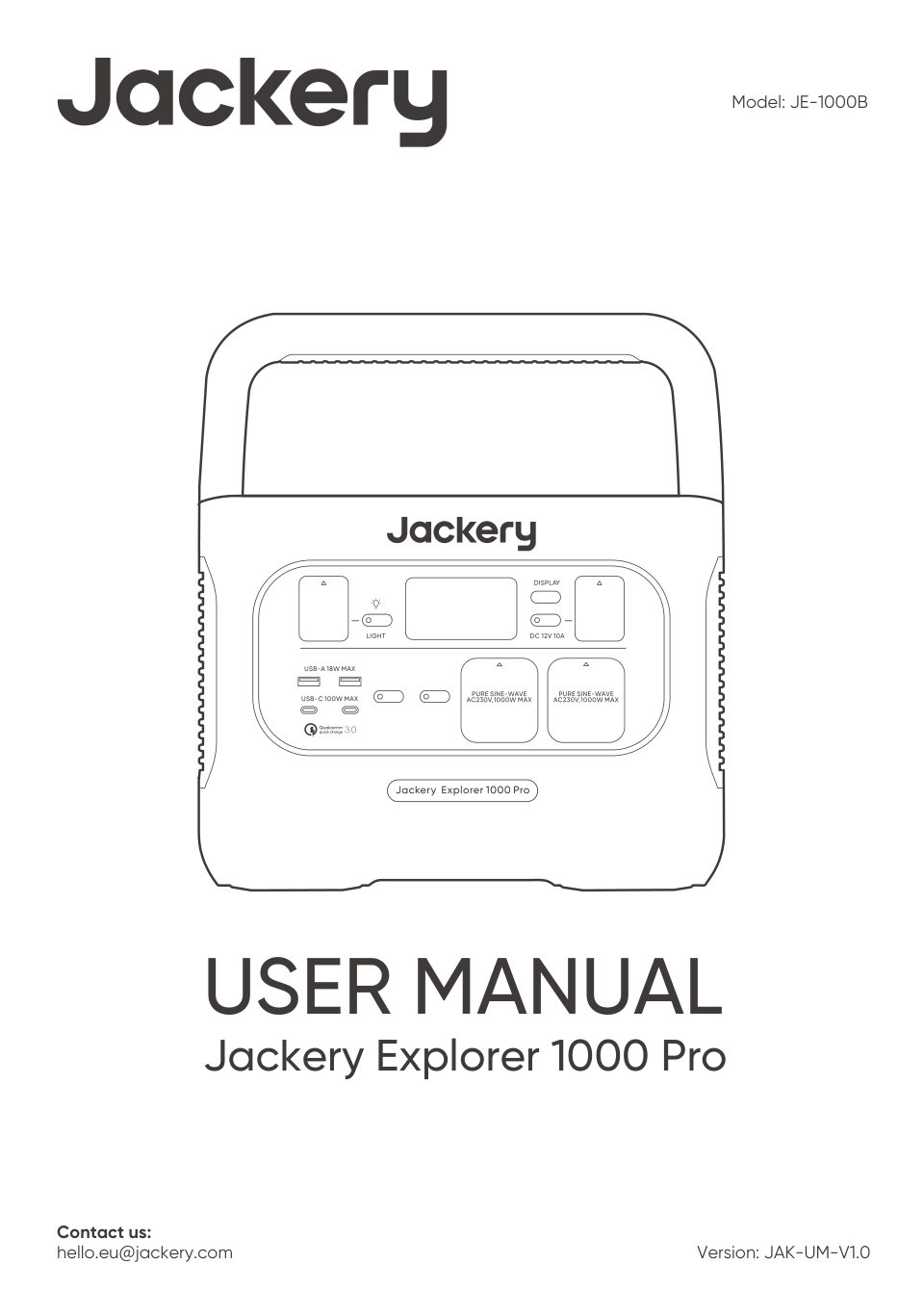 Зарядная станция Jackery 23200 mAh (2000W/2xUSB-A+2xUSB-C/QC 3.0/LCD/БЗУ-нет/пластик+металл/Черный) [70-1000-DEOR01]