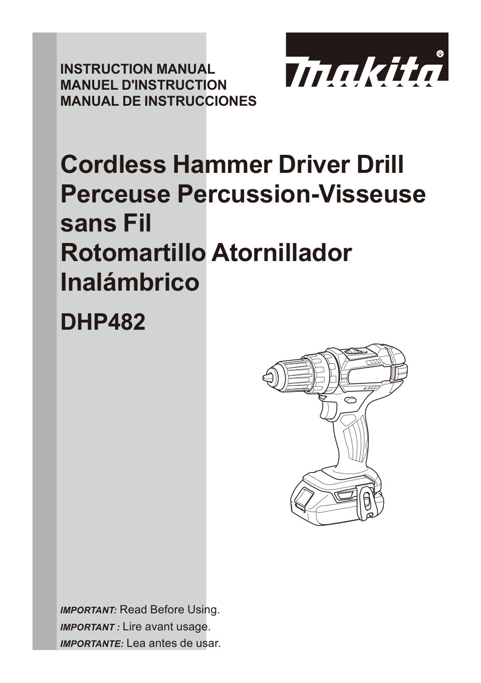 Дрель-шуруповерт Makita DHP482Z LXT 18V без ЗУ, без АКБ