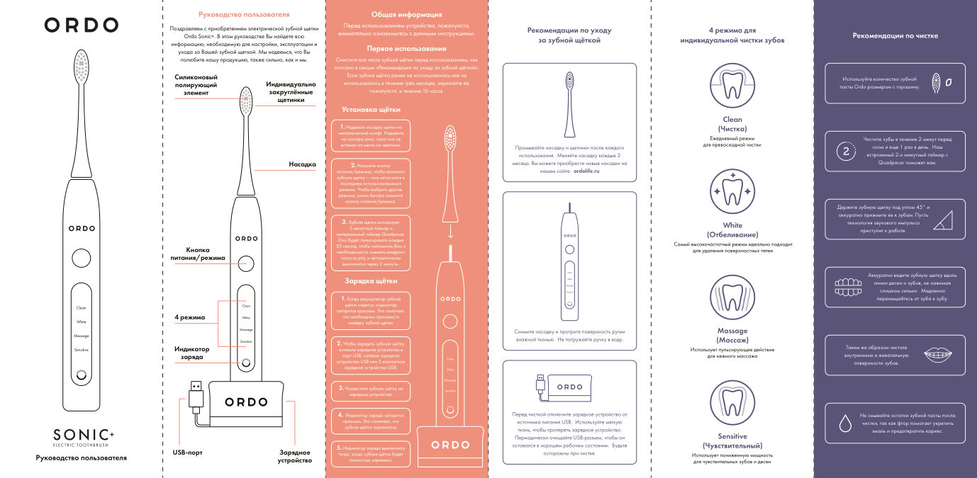 Электрическая зубная щетка Ordo Sonic+ SP2000-RG