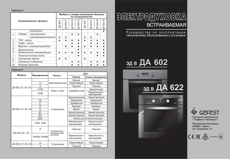Электрический духовой шкаф Gefest 602-01 А