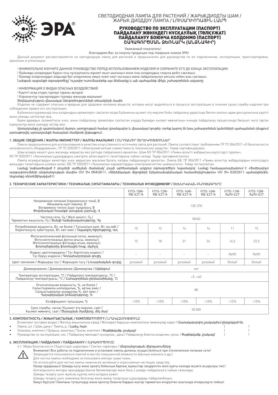ЭРА FITO-12W-RB-E27