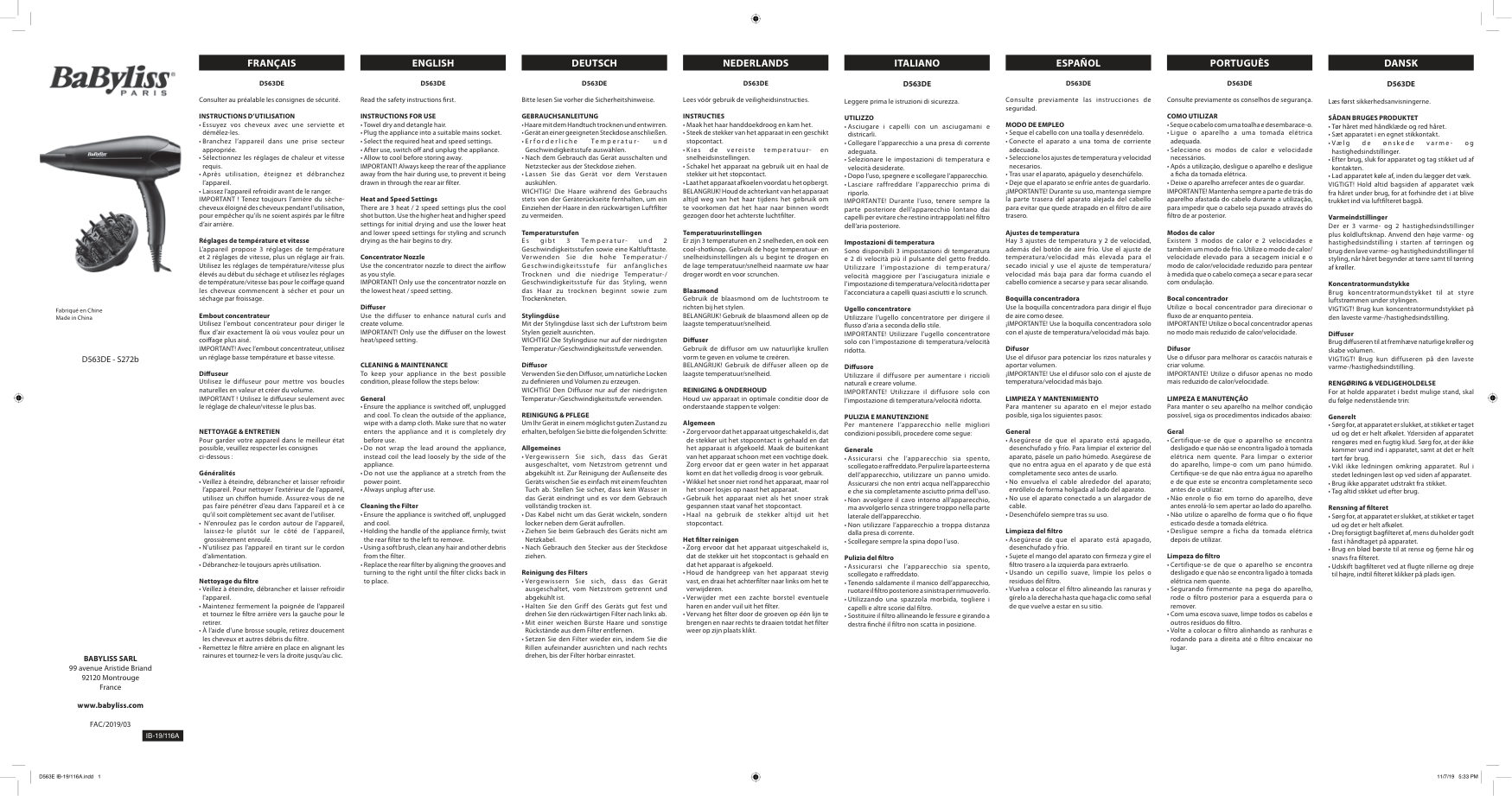 Фен BaByliss D563DE