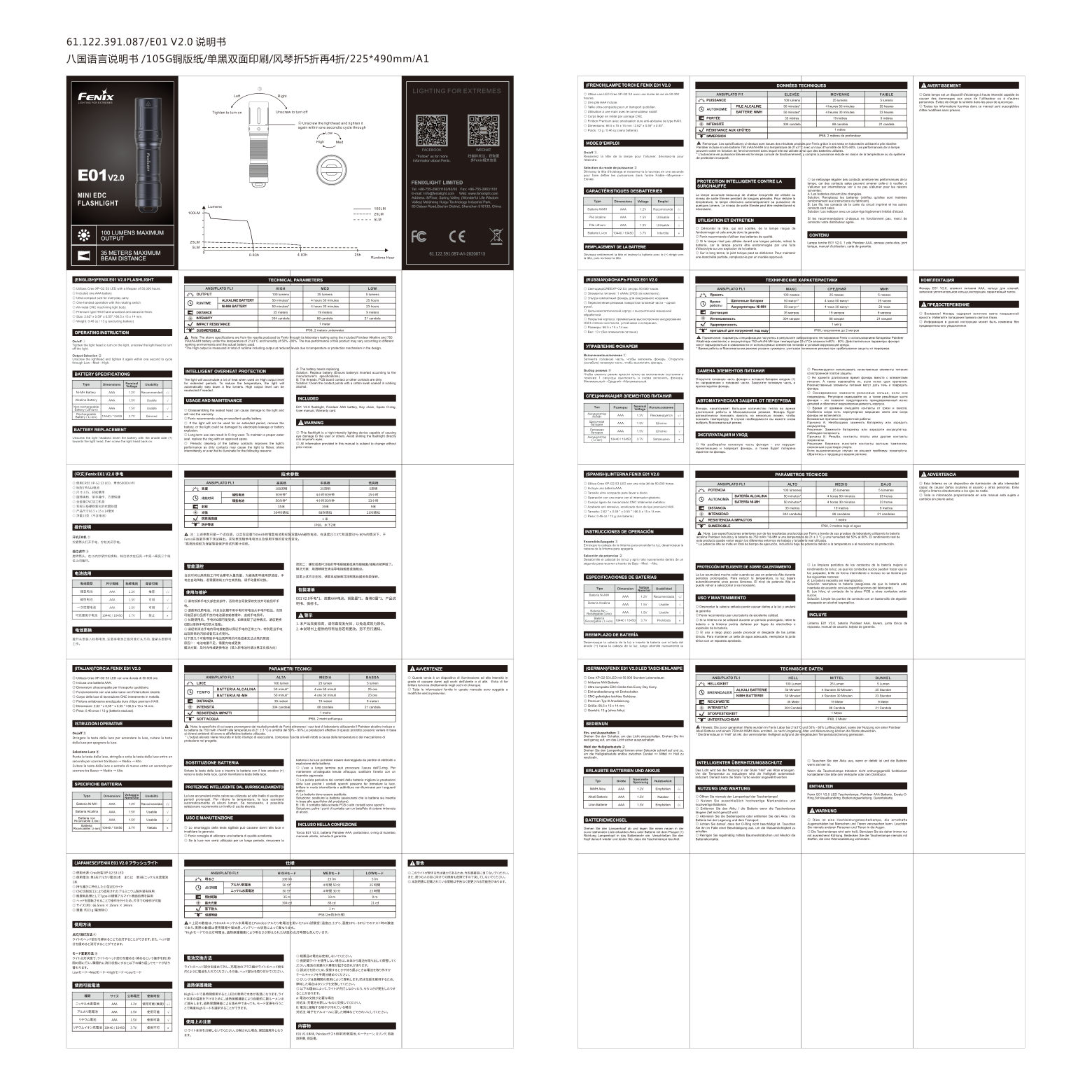 Фонарь Fenix E01 V2.0