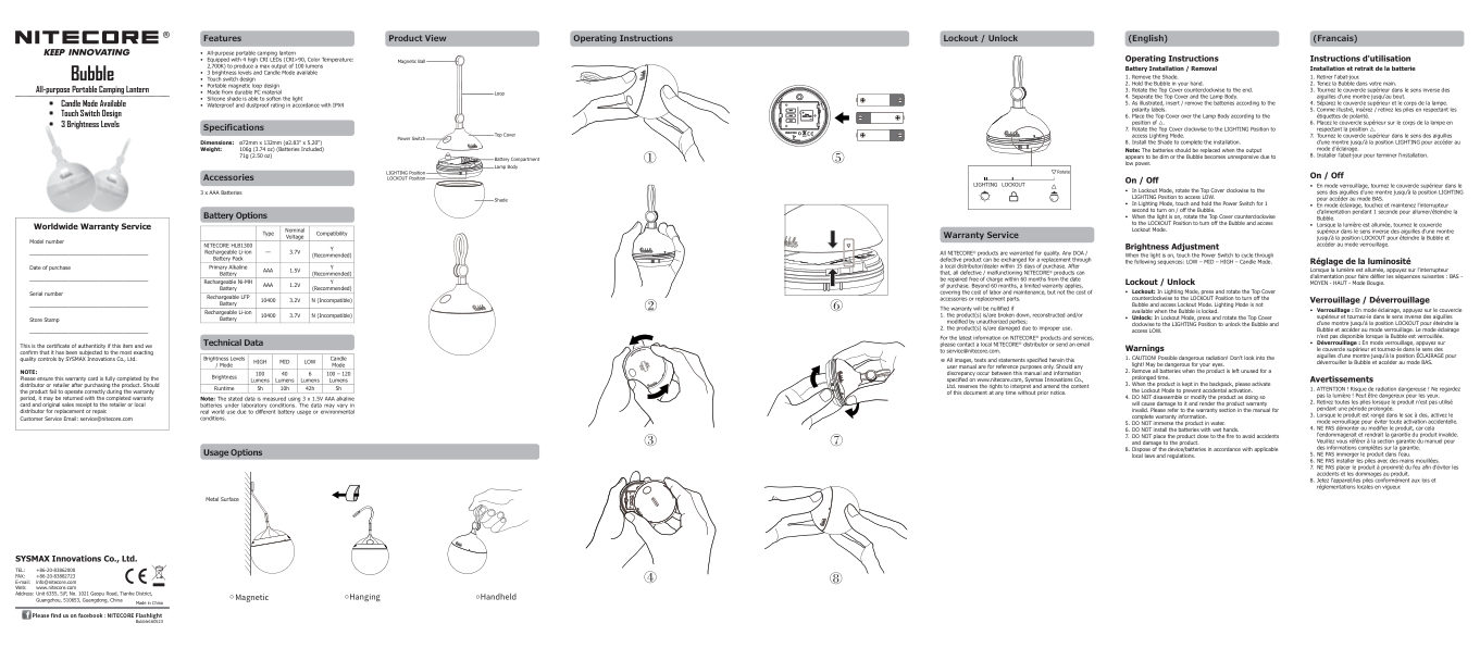Фонарь Nitecore Bubble