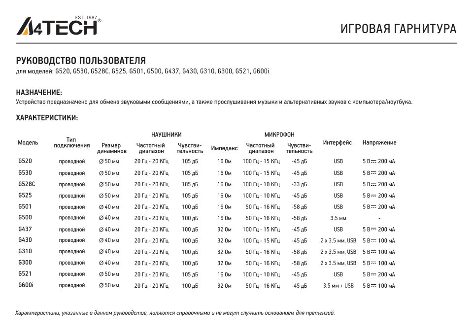 Проводные наушники A4Tech Bloody G521/G528C