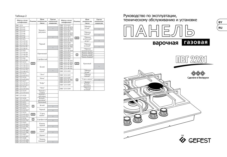 Газовая варочная поверхность Gefest ПВГ 2231-01