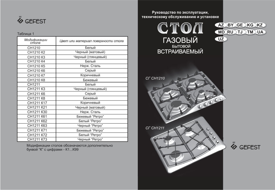 Газовая варочная поверхность Gefest СН 1211