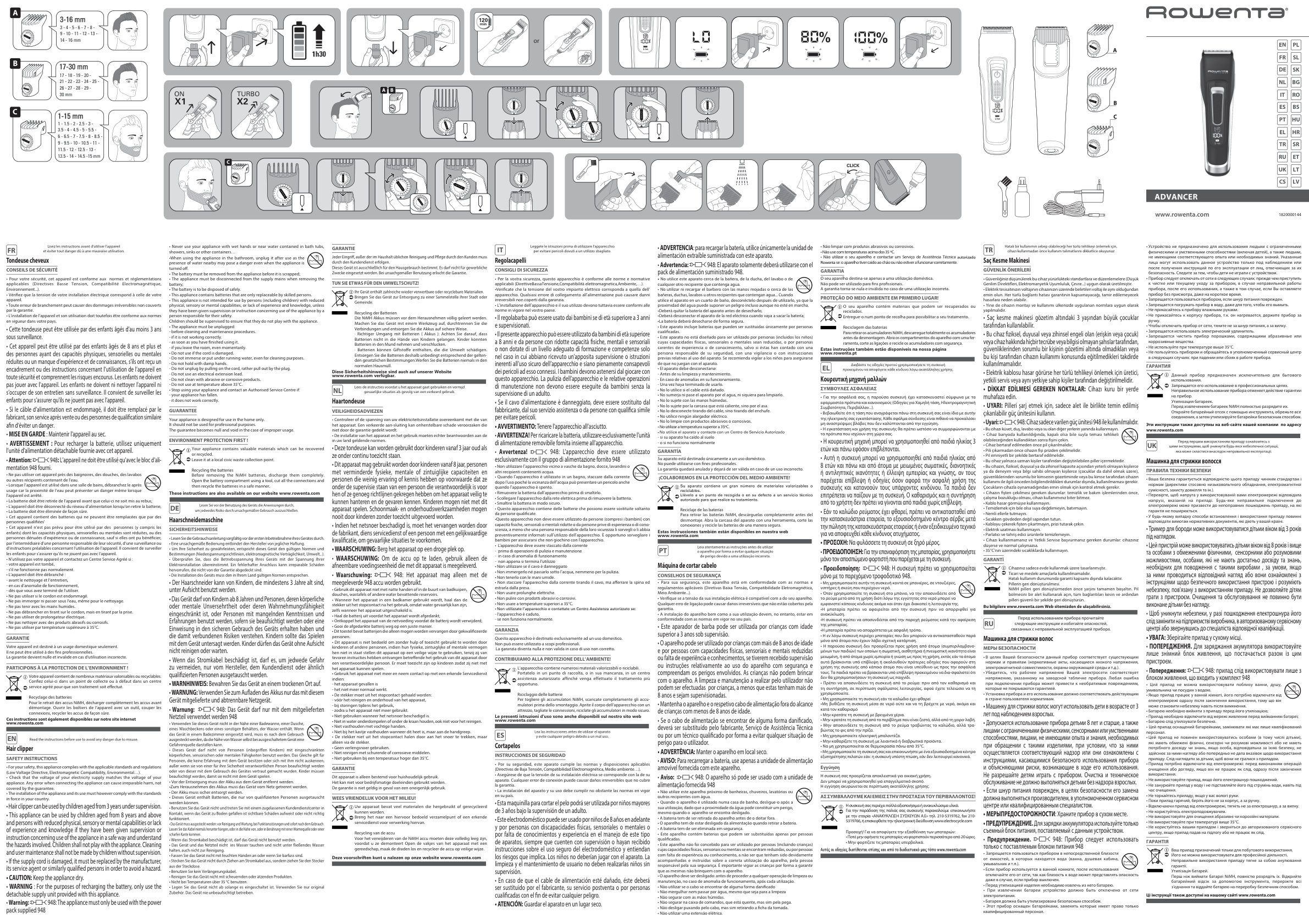 Машинка для стрижки Rowenta Advancer TN5241F4 синий/голубой