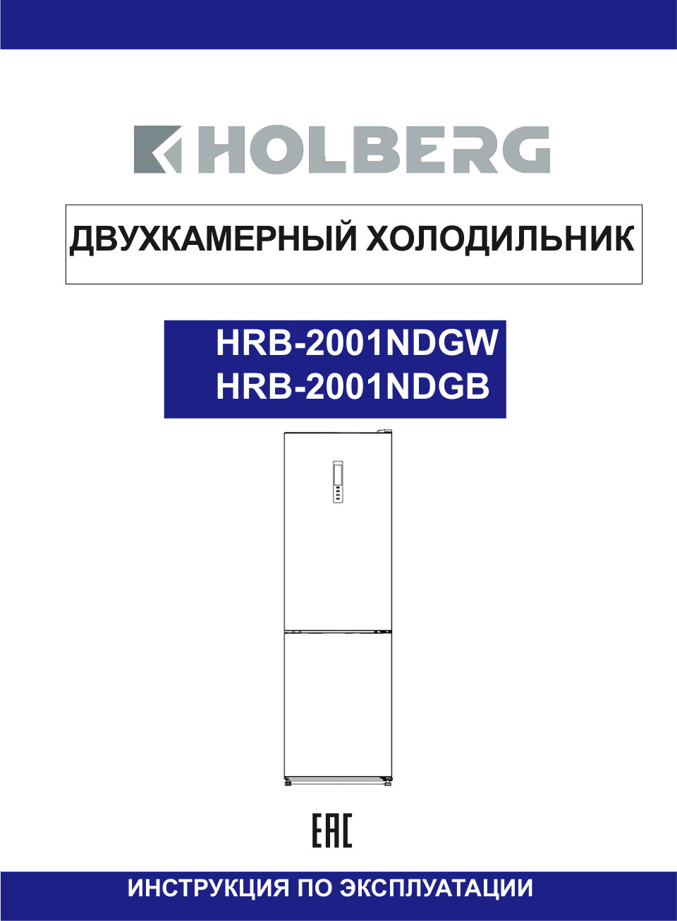 Холодильник с морозильником HOLBERG HRB 2001NDGW