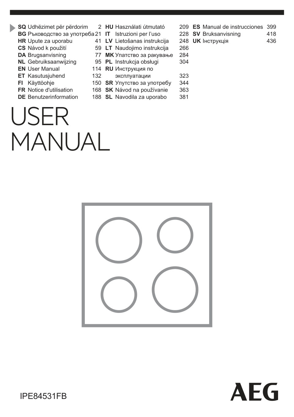 Индукционная варочная поверхность AEG IPE84531FB