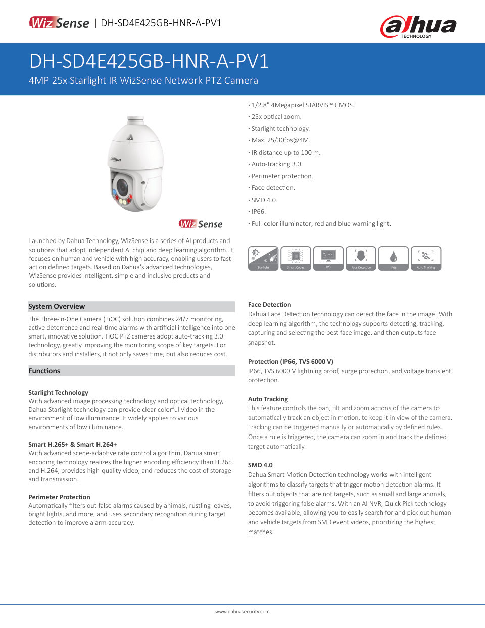 IP-камера Dahua PTZ DH-SD4E425GB-HNR-A-PV1
