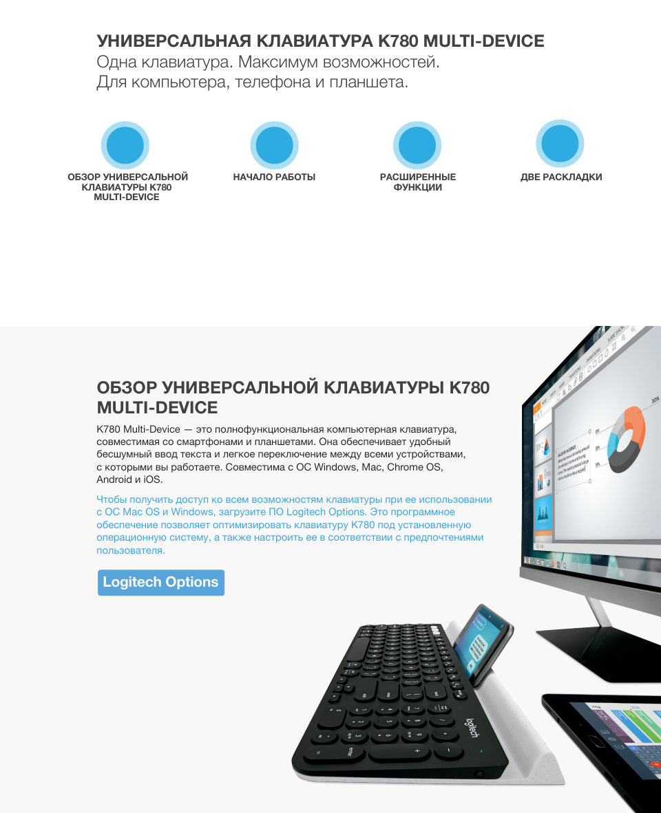 Клавиатура беспроводная Logitech K780