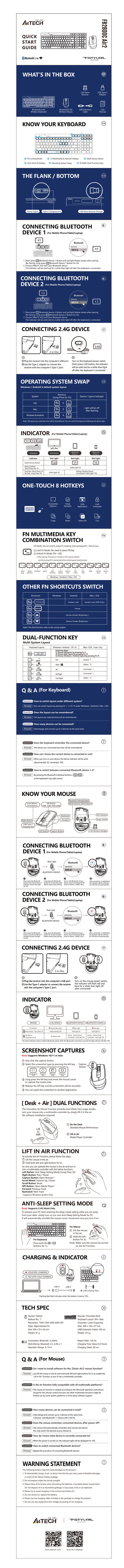 Клавиатура+мышь беспроводная A4Tech Fstyler FB2800C Air2