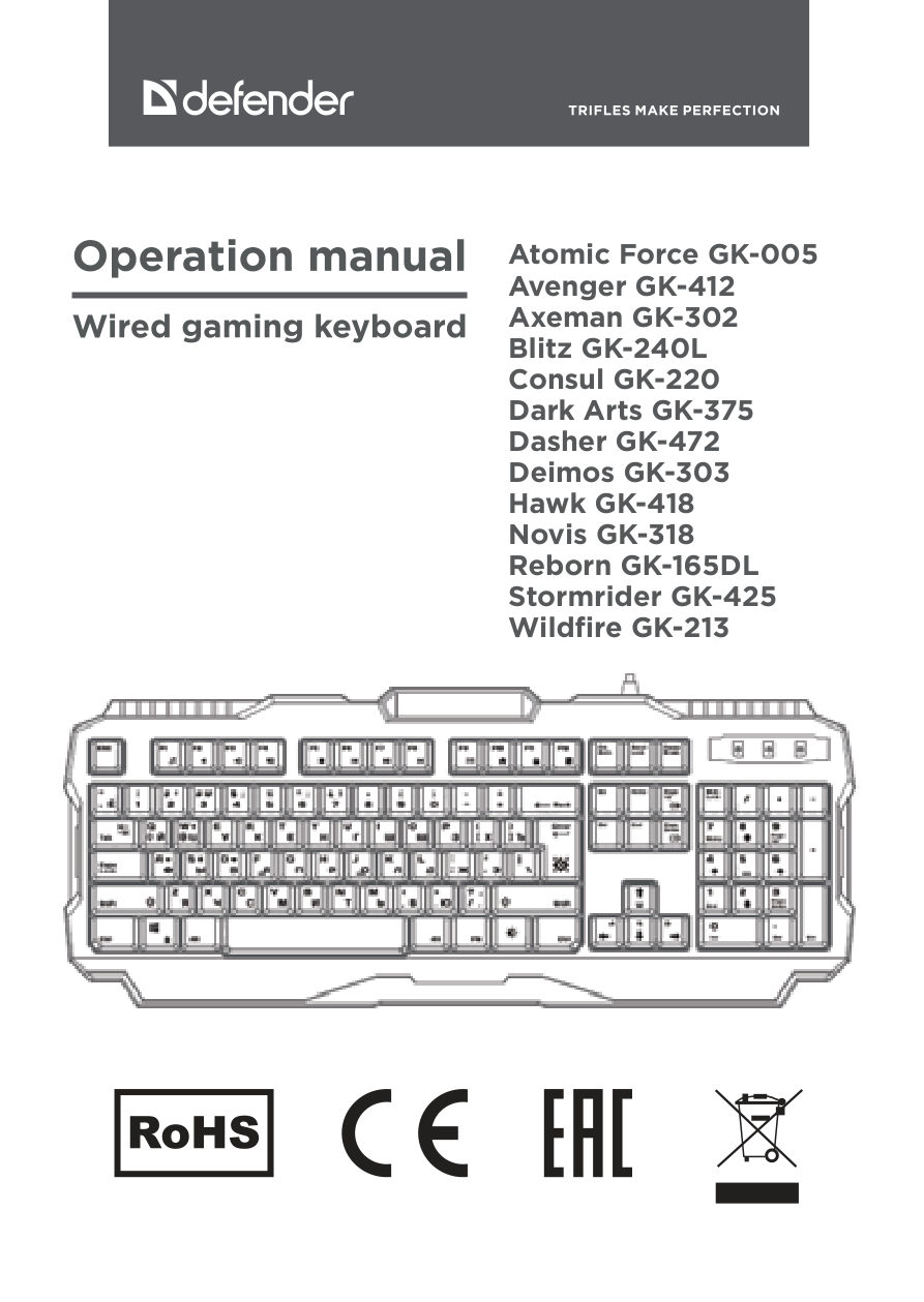 Клавиатура проводная Defender Dasher GK-472
