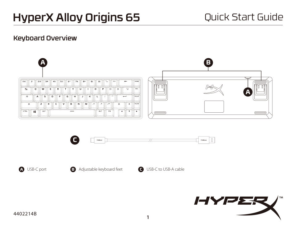 Клавиатура проводная HyperX Alloy Origins 65