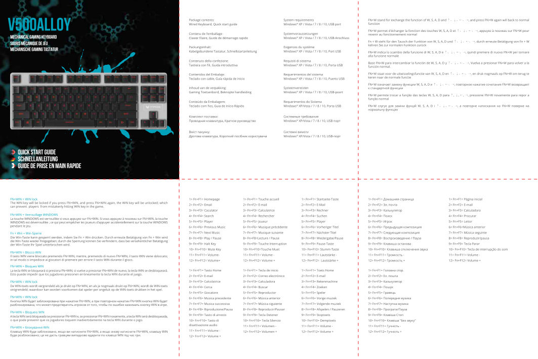 Клавиатура проводная Rapoo V500 Alloy