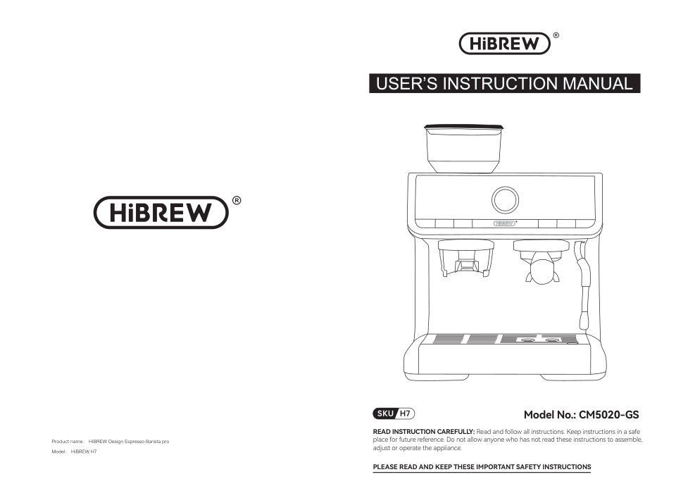Кофемашина автоматическая Hibrew H7