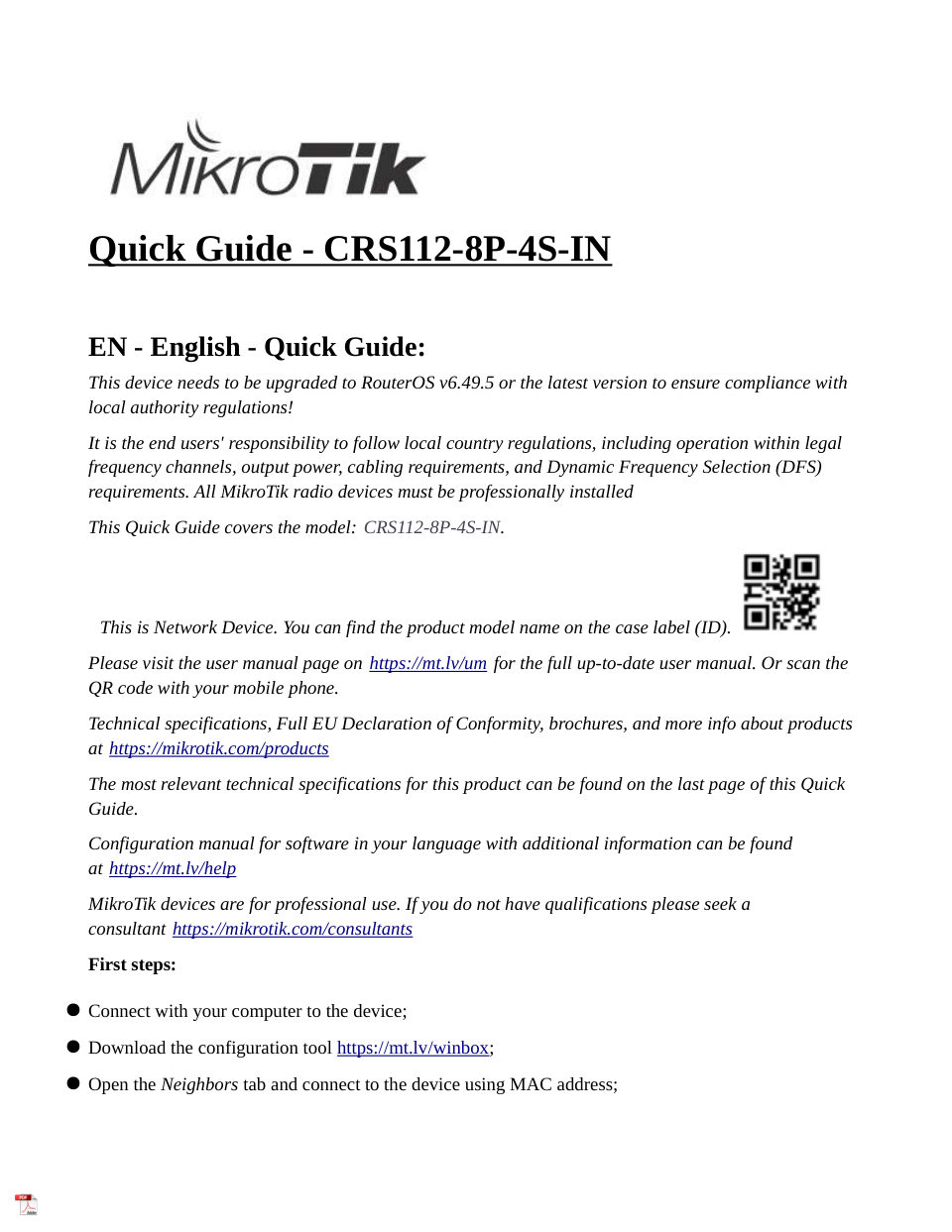 Коммутатор MikroTik CRS112-8P-4S-IN
