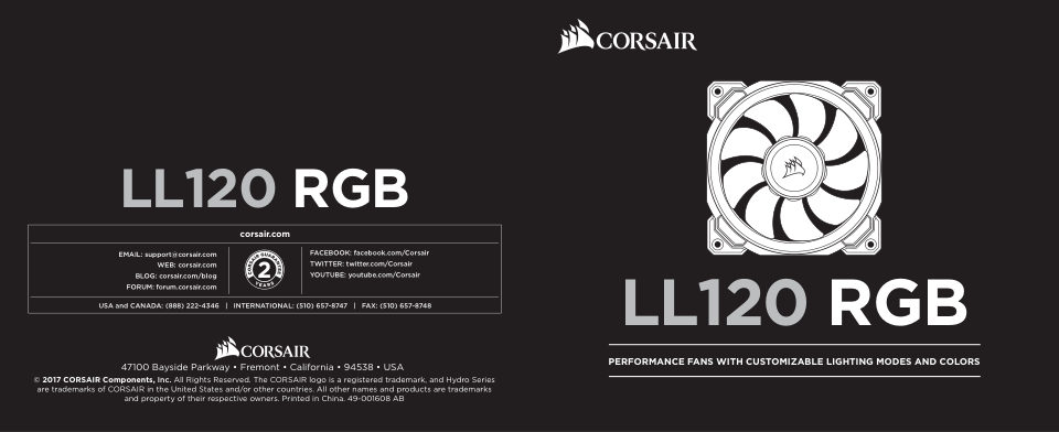 Комплект вентиляторов Corsair LL120 RGB [CO-9050092-WW]