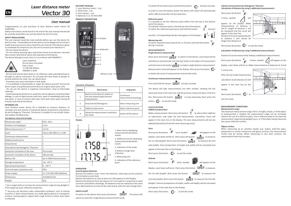 Лазерный дальномер Condtrol Vector 30