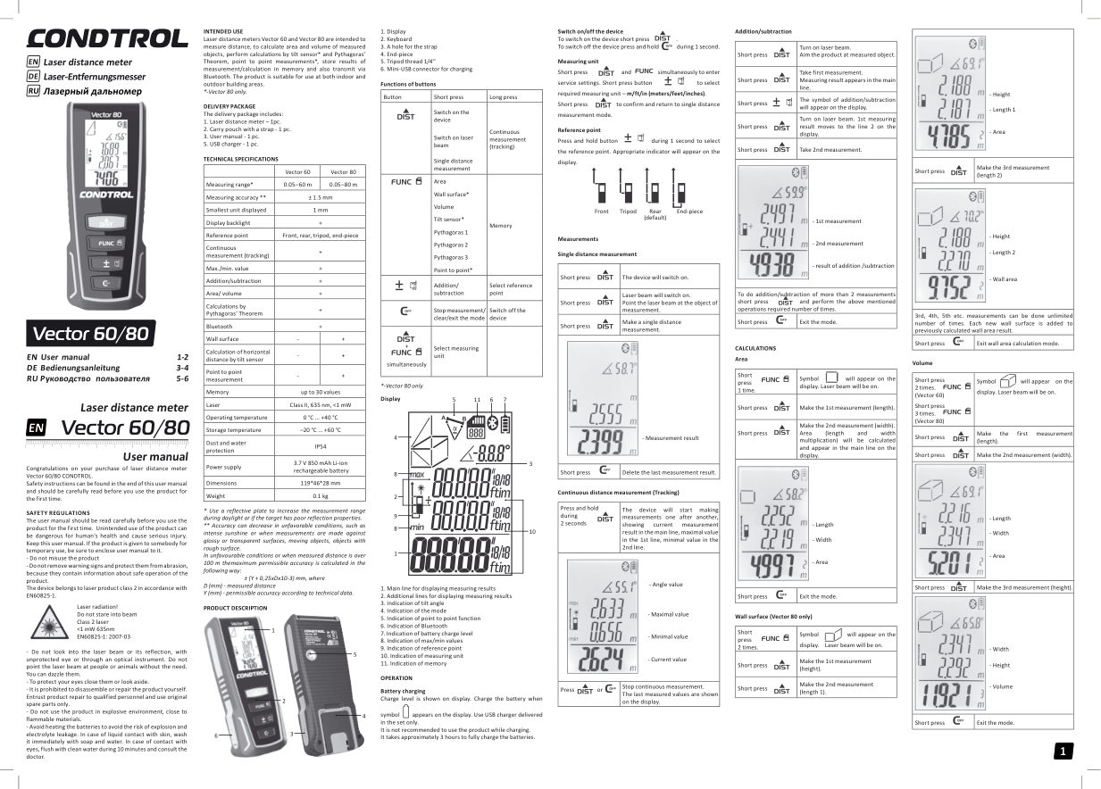 Лазерный дальномер Condtrol Vector 60