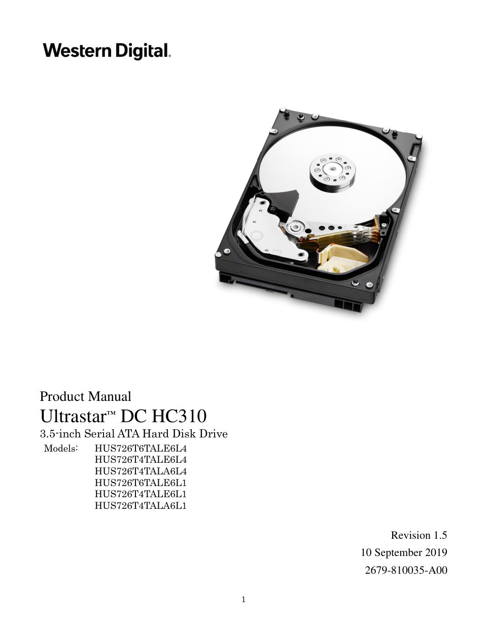 LFF (3.5") Серверный HDD WD Ultrastar DC HC310 HUS726T4TAL5204