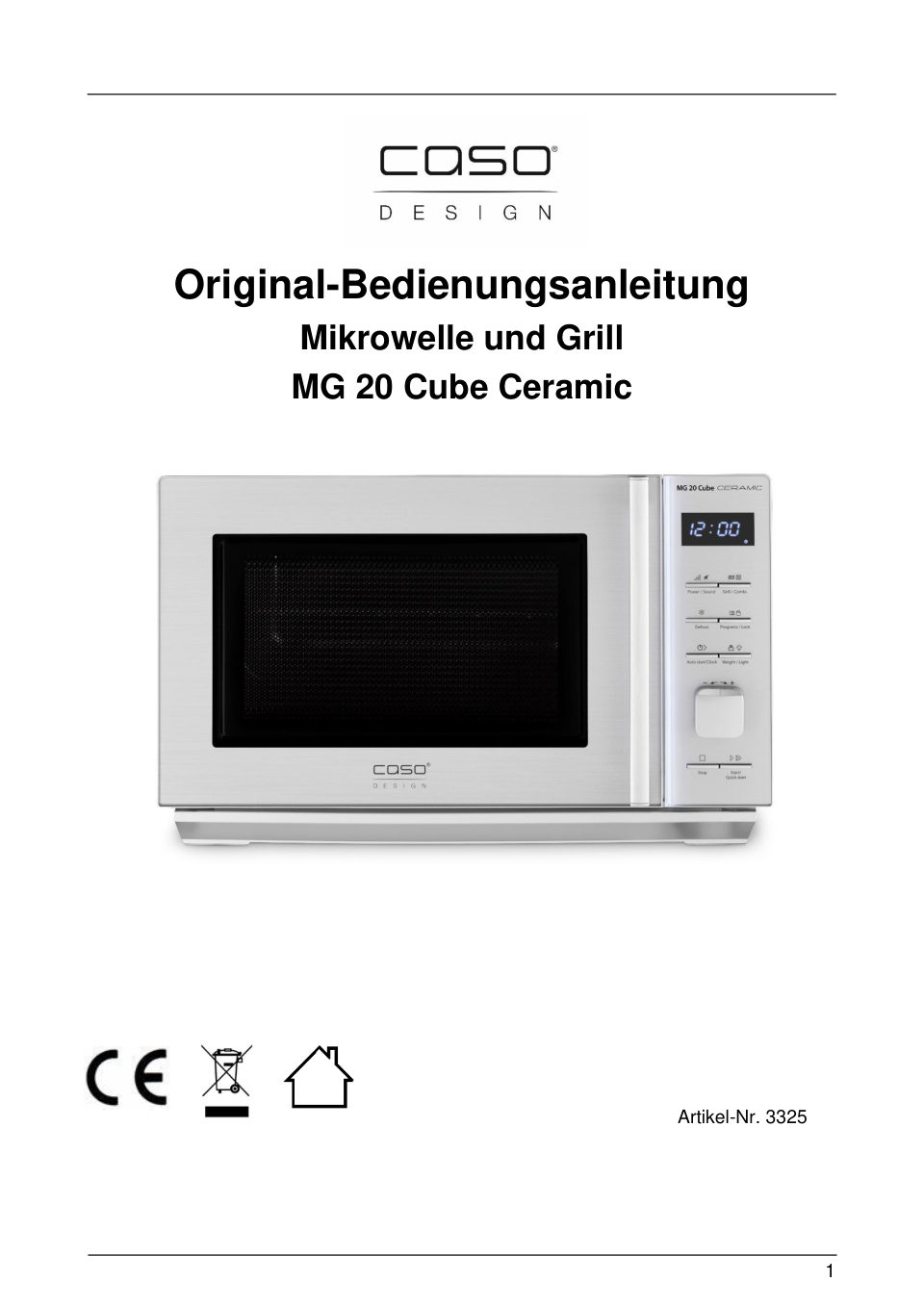 Микроволновая печь CASO MG 20 Cube Ceramic