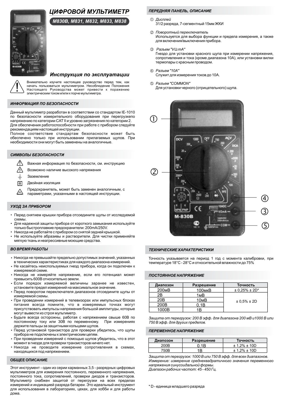 Мультиметр Master Professional M830B
