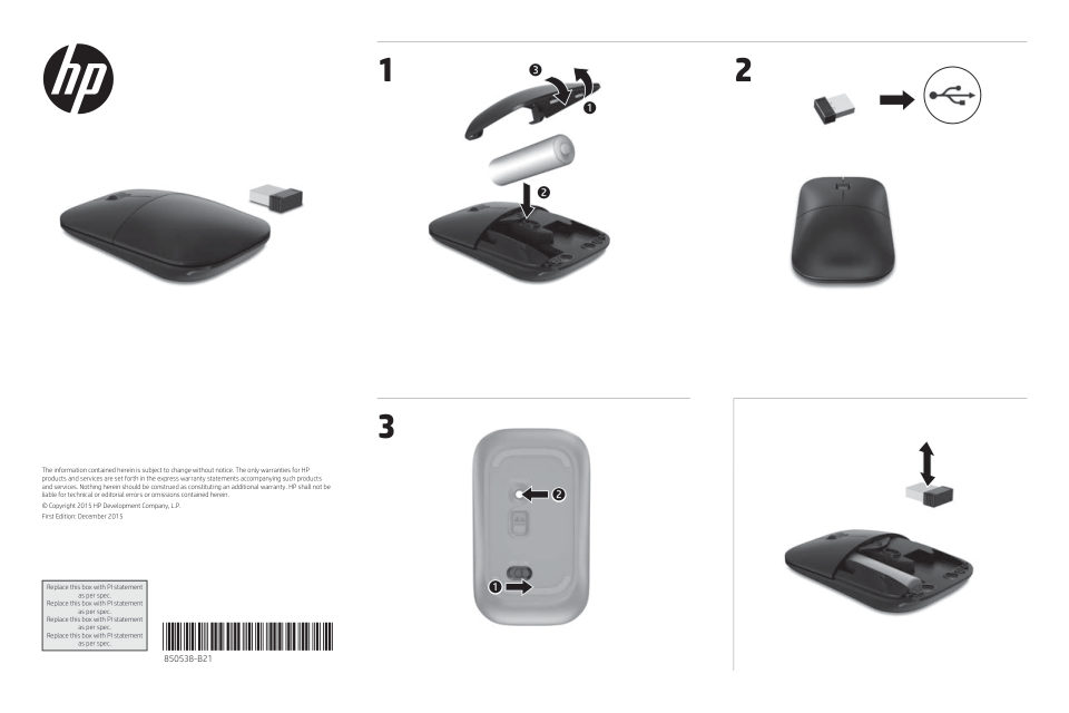 Мышь беспроводная HP Wireless Mouse Z3700 [V0L80AA]