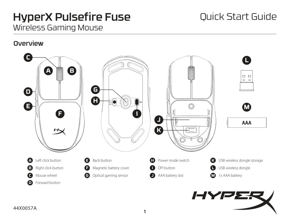 Мышь беспроводная HyperX Pulsefire Fuse [A1KY6AA]