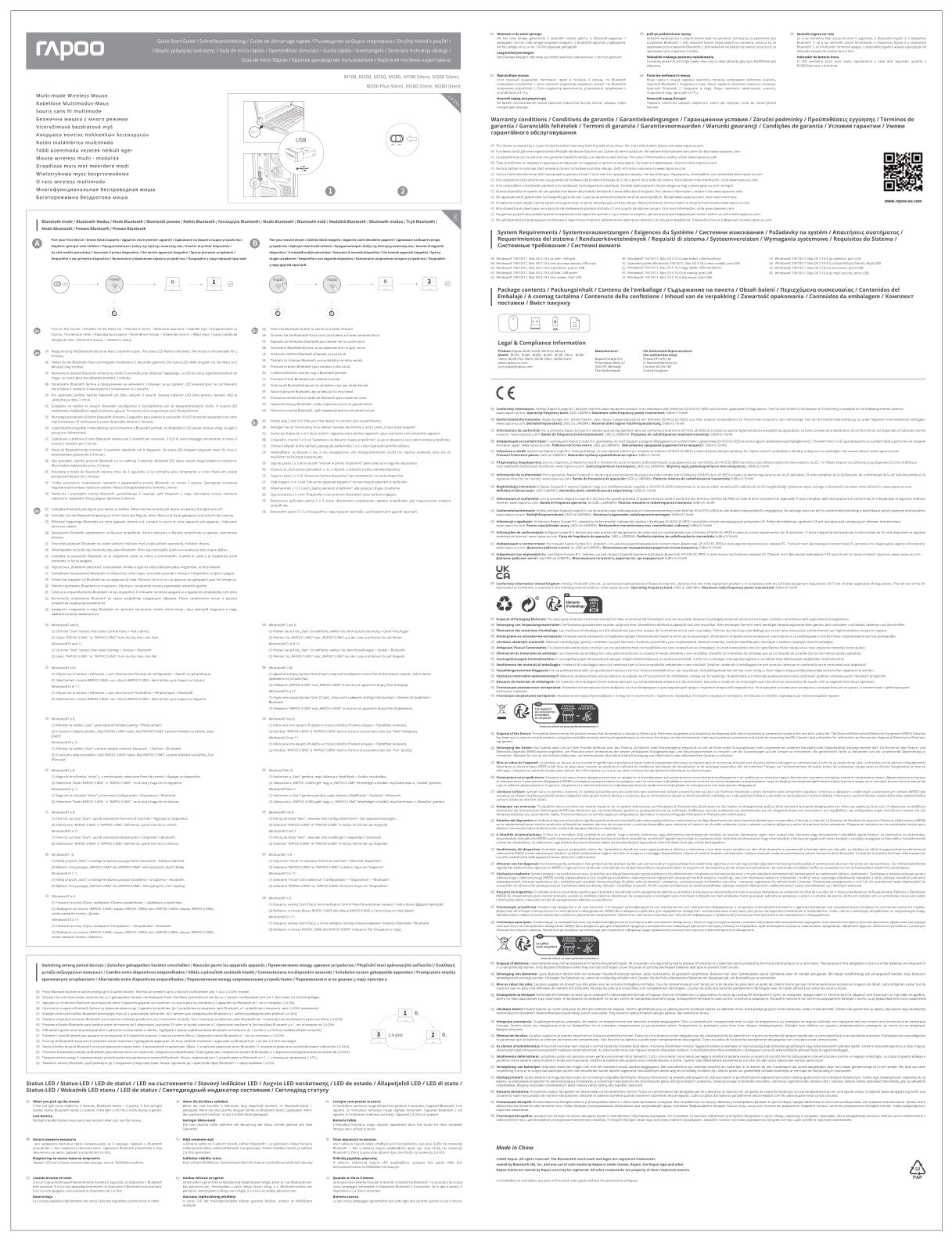 Мышь беспроводная RAPOO M100 Silent [M100-RED]