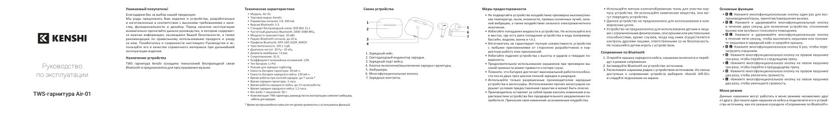 Наушники TWS Kenshi AIR-01 белый 2023