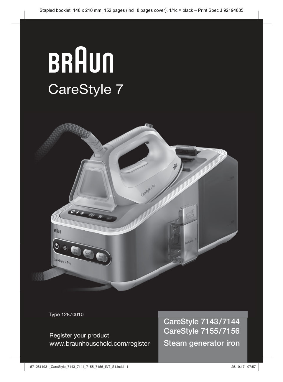 Парогенератор Braun CareStyle 7 IS7144BK