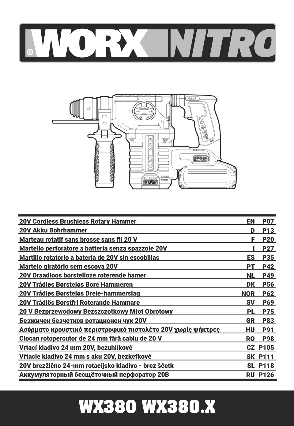 Перфоратор Worx WX380 PowerShare 20V