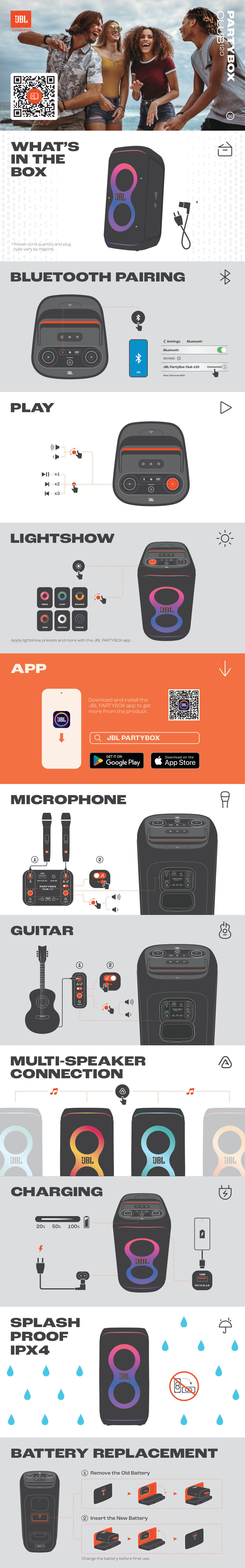 Портативная аудиосистема JBL PartyBox Club 120,