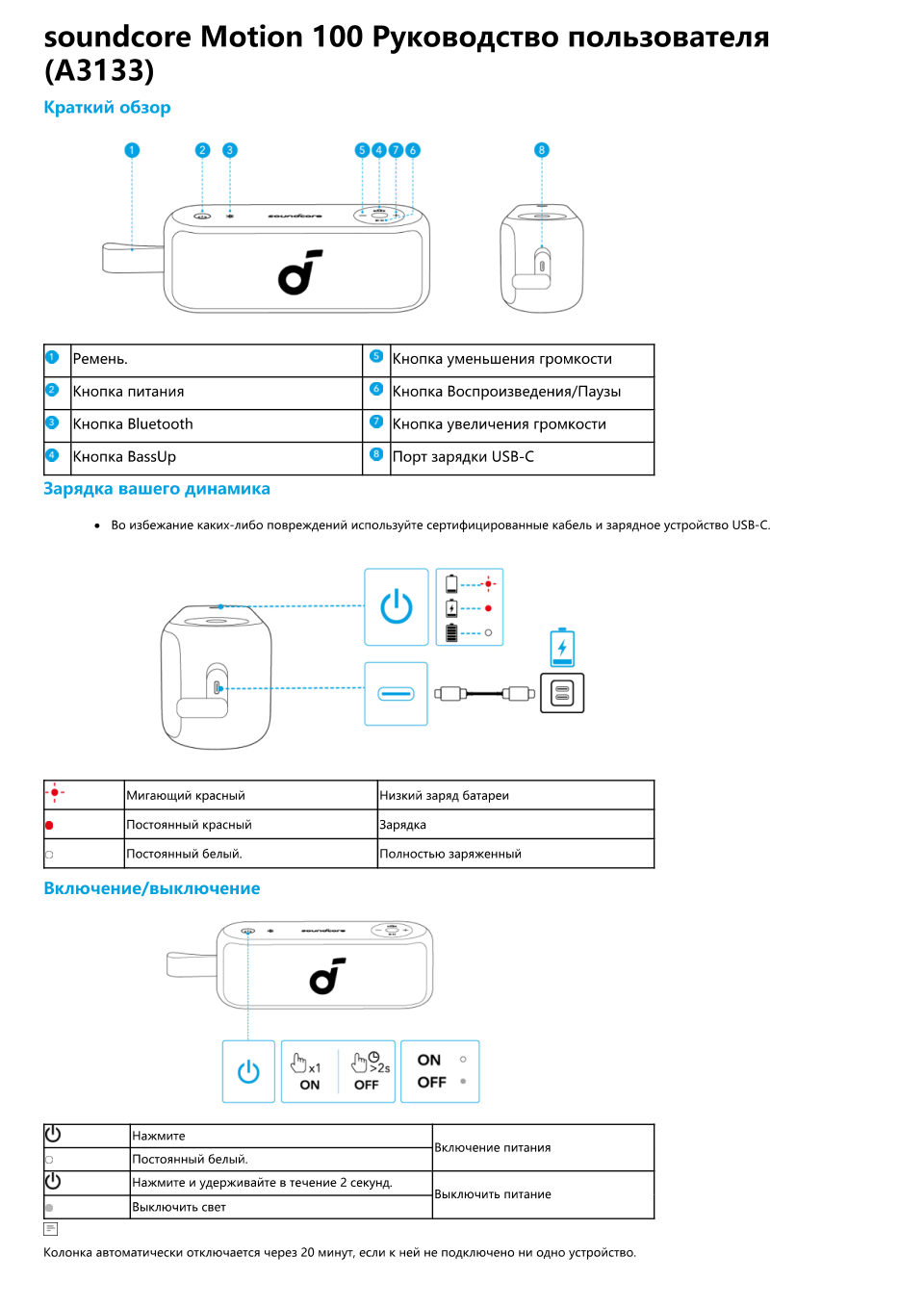 Портативная колонка Anker Soundcore Motion 100,