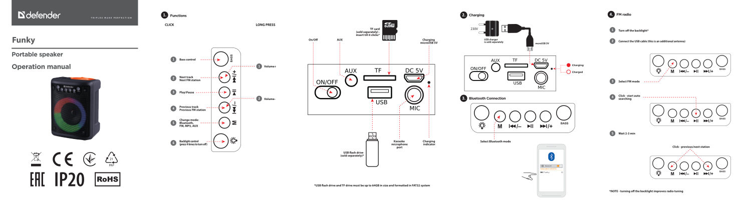 Портативная колонка Defender Funky,