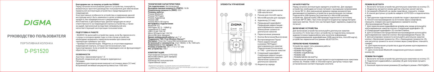 Портативная колонка Digma D-PS1520, камуфляжный