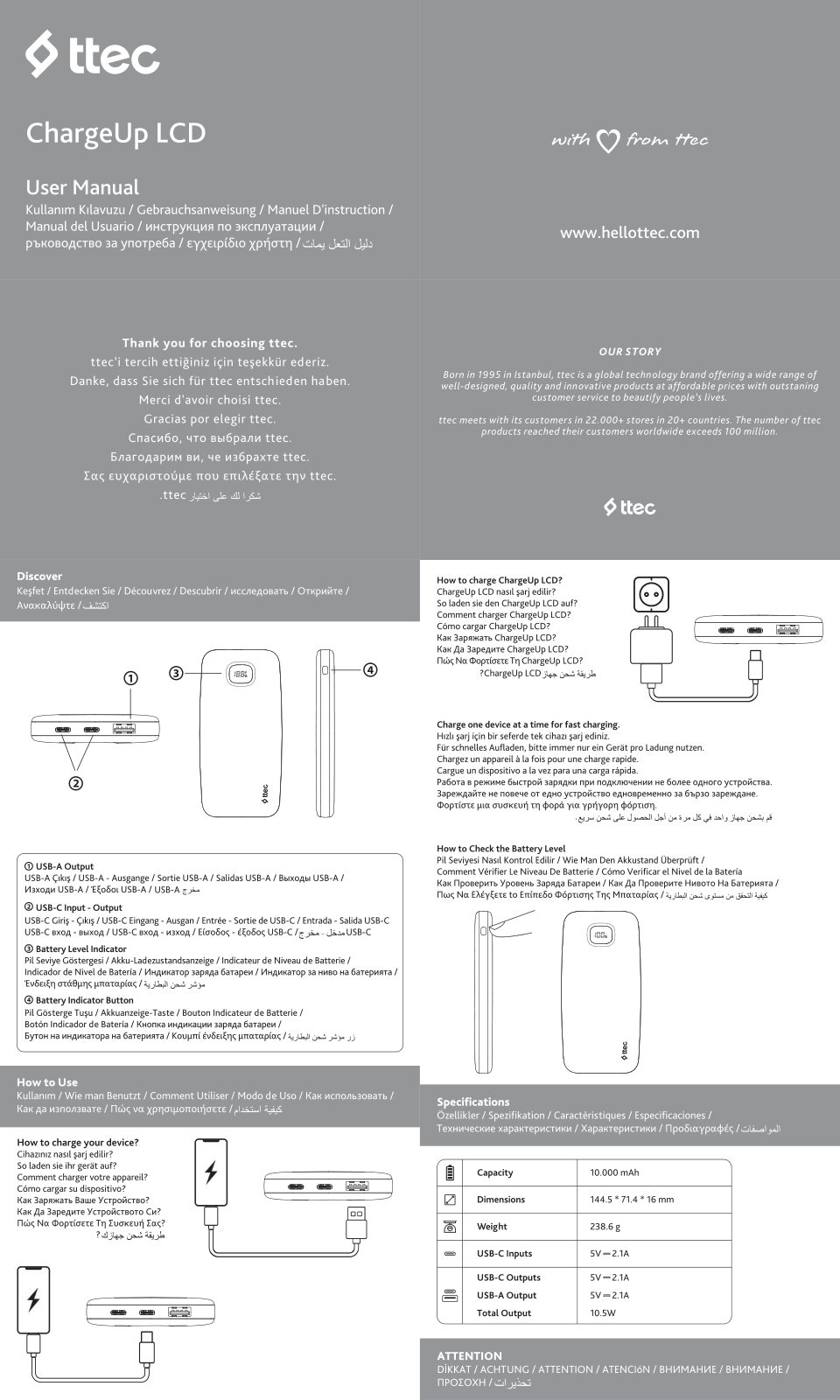 Портативный аккумулятор TTEC ChargeUp LCD