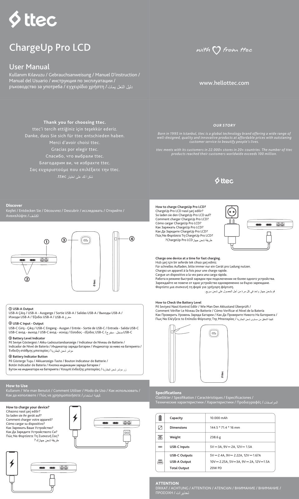 Портативный аккумулятор TTEC ChargeUp LCD